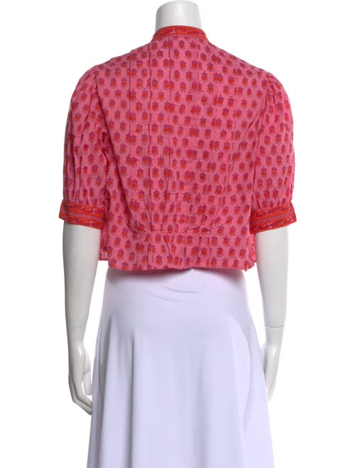 Alix of Bohemia Floral Print Mock Neck Crop Top