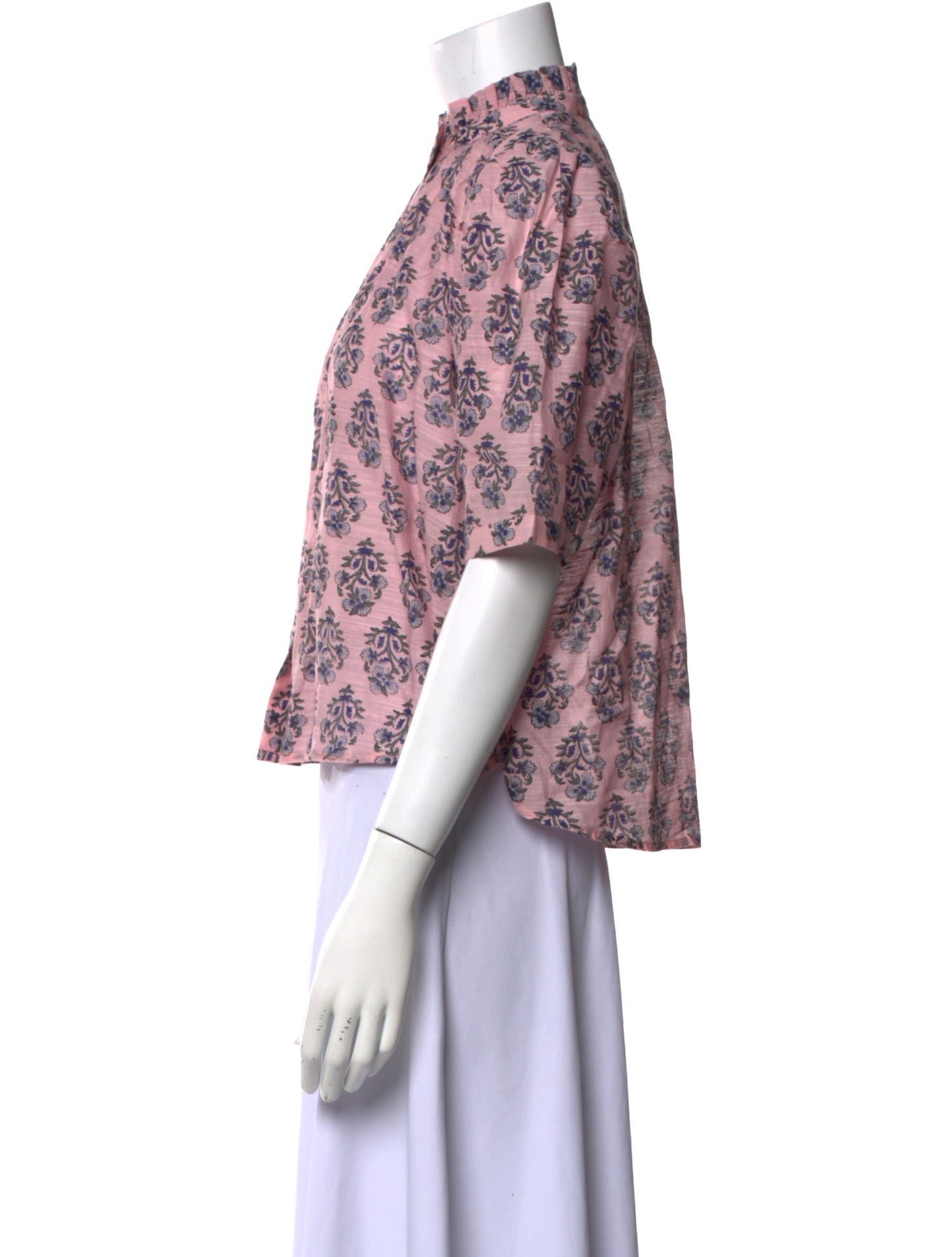 Alix of Bohemia Floral Print Mock Neck Crop Top