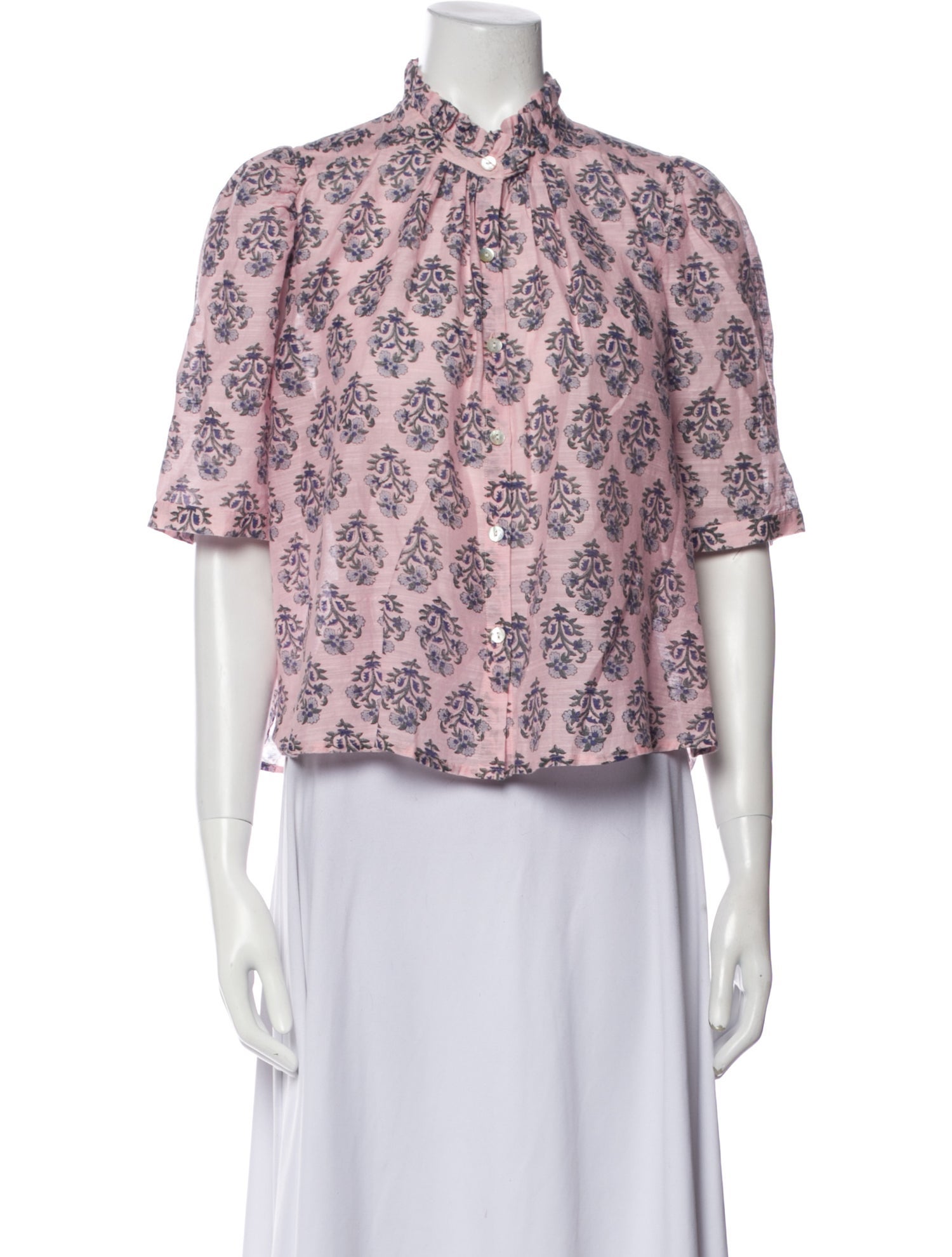 Alix of Bohemia Floral Print Mock Neck Crop Top