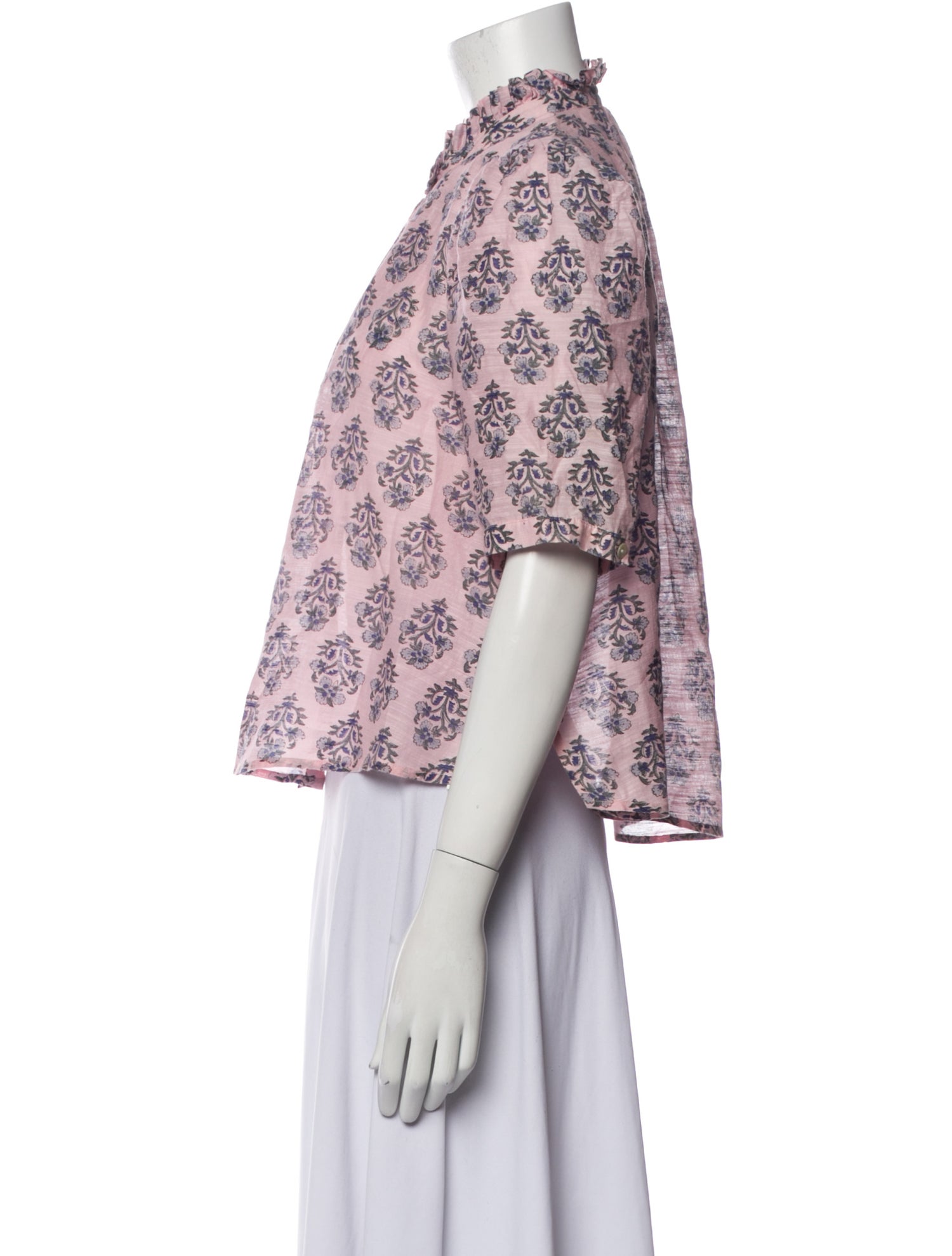 Alix of Bohemia Floral Print Mock Neck Crop Top