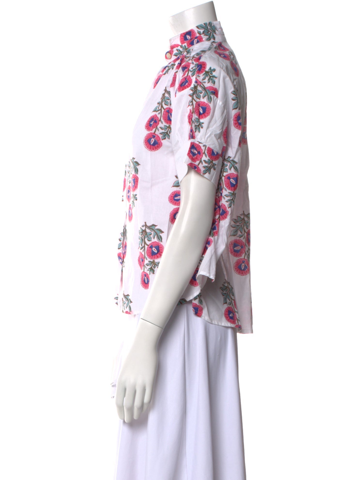 Alix of Bohemia Printed Mock Neck Button-Up Top