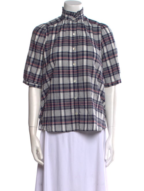 Alix of Bohemia Plaid Print Mock Neck Blouse