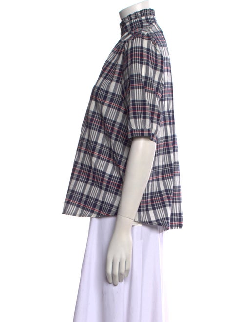 Alix of Bohemia Plaid Print Mock Neck Blouse