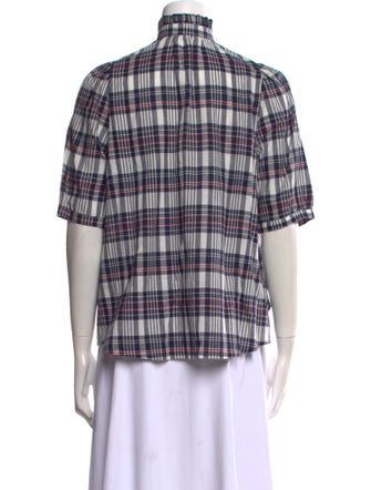 Alix of Bohemia Plaid Print Mock Neck Blouse