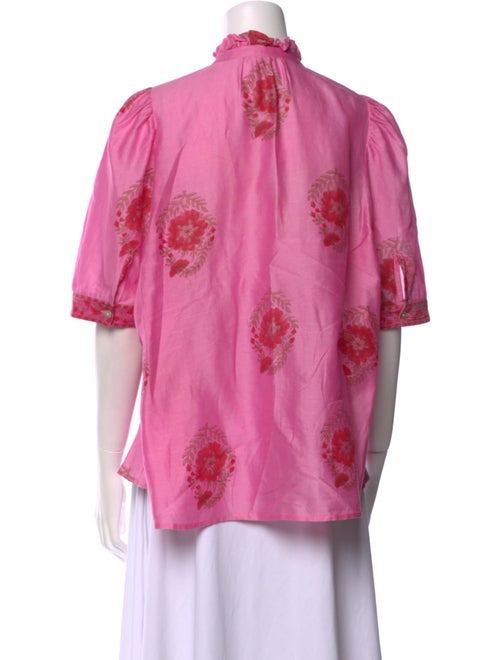 Alix of Bohemia Floral Print Mock Neck Button-Up Top