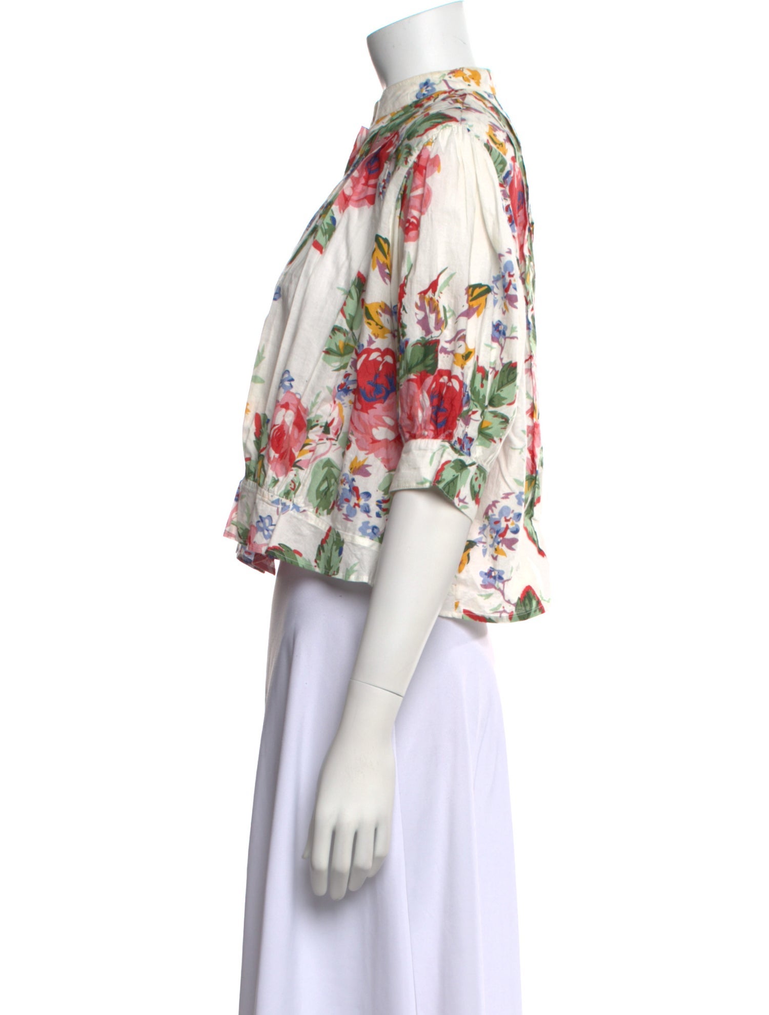 Alix of Bohemia Floral Print Mock Neck Crop Top