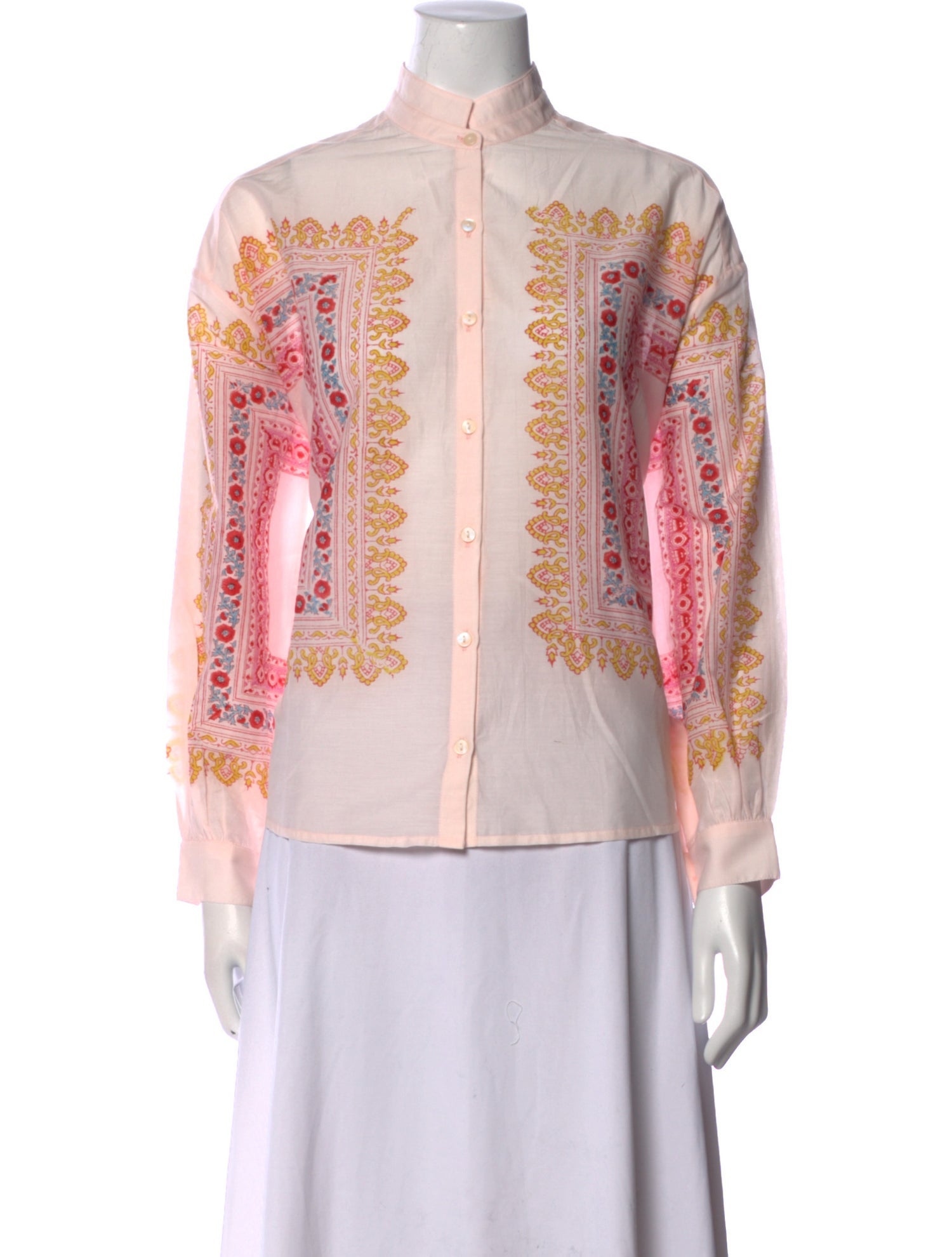 Alix of Bohemia Printed Mock Neck Button-Up Top w/ Tags