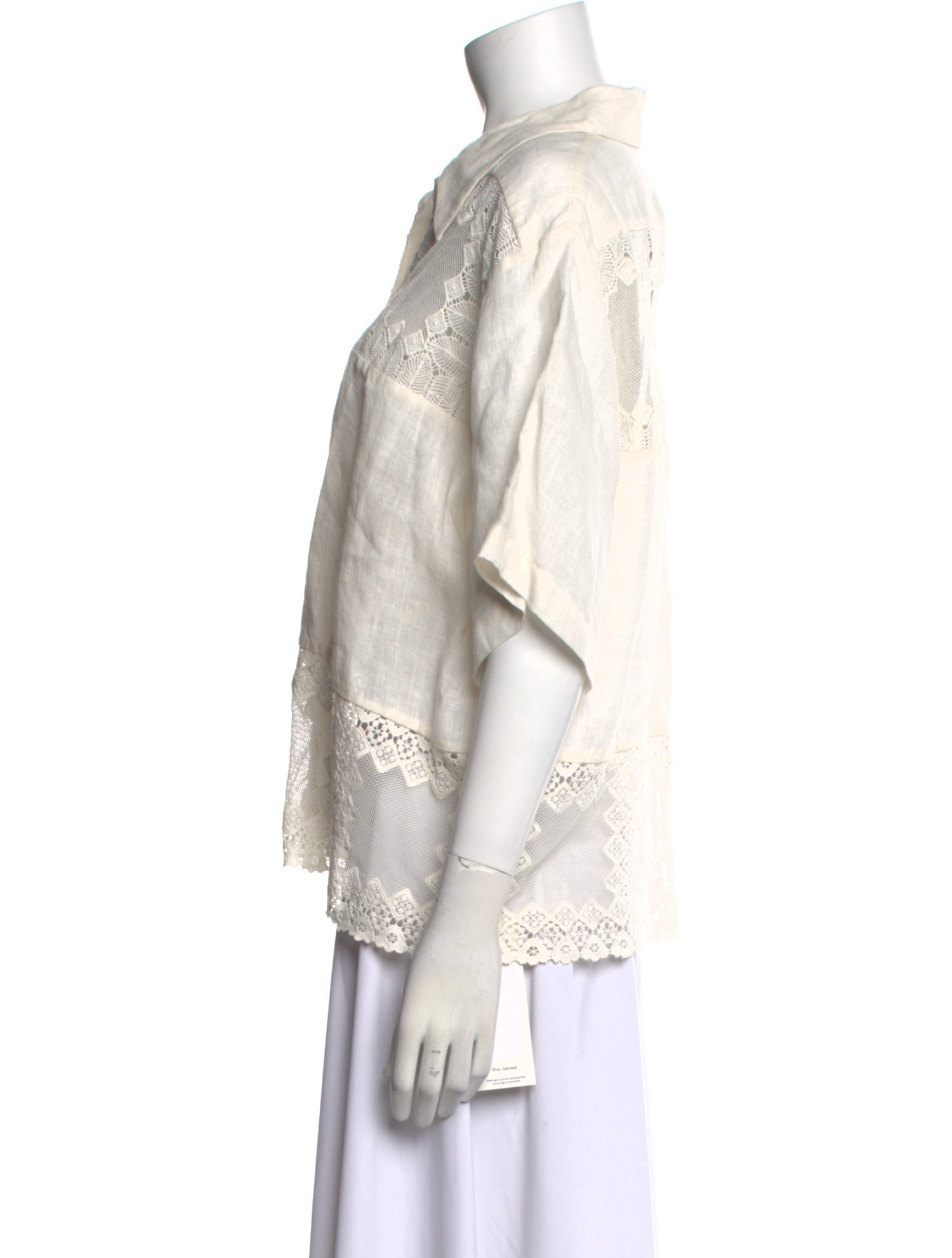 Alix of Bohemia Linen Lace Pattern Button-Up Top