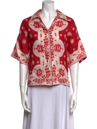 Alix of Bohemia Linen Floral Print Blouse