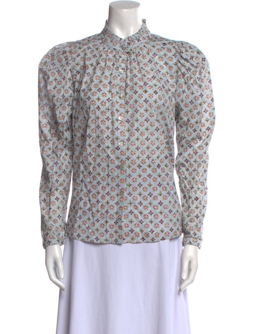Alix of Bohemia Floral Print Mock Neck Button-Up Top