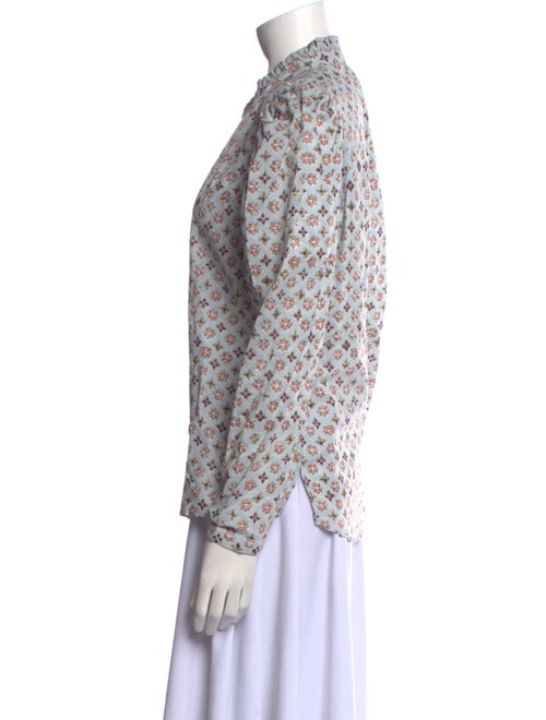 Alix of Bohemia Floral Print Mock Neck Button-Up Top