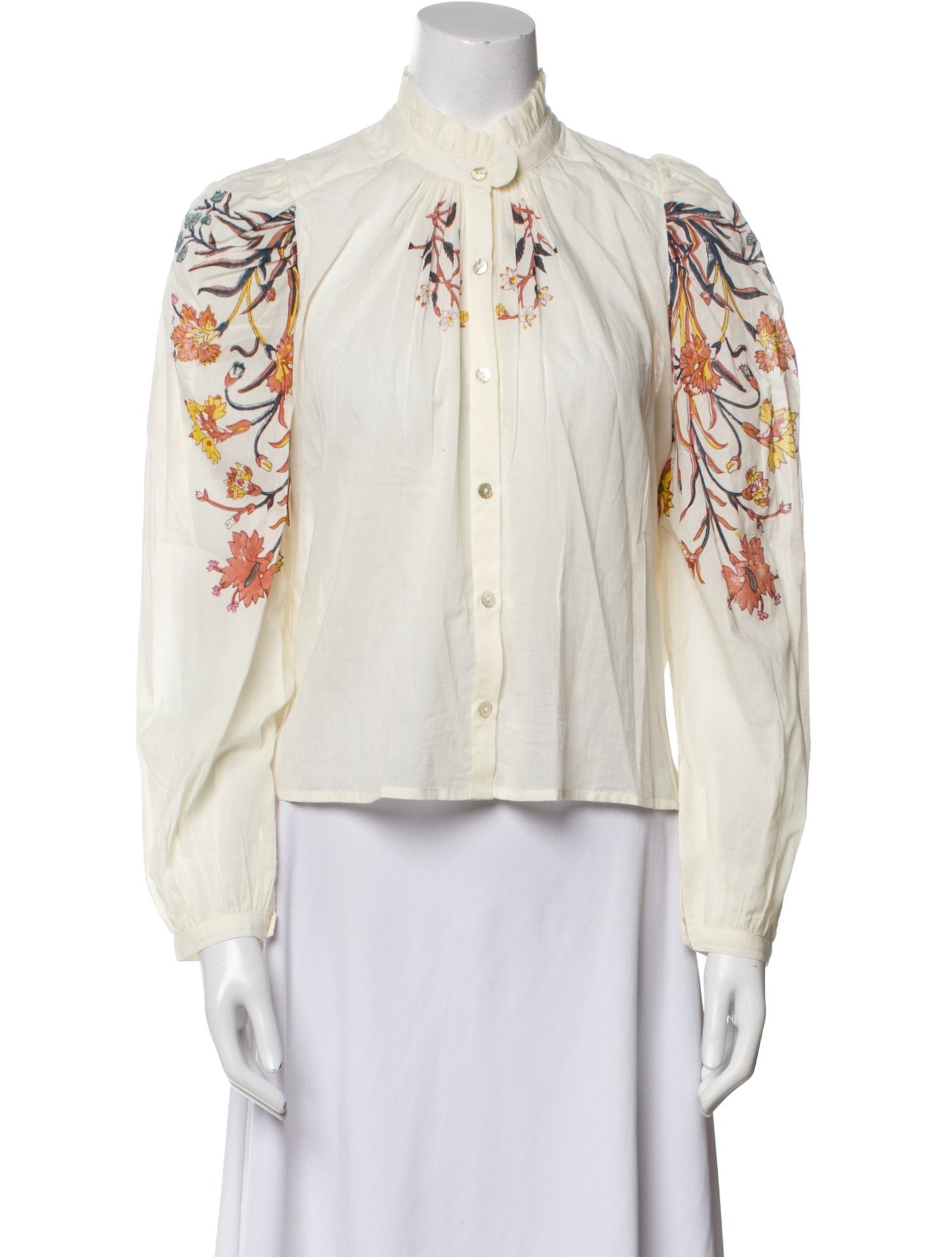 Alix of Bohemia Printed Mock Neck Button-Up Top