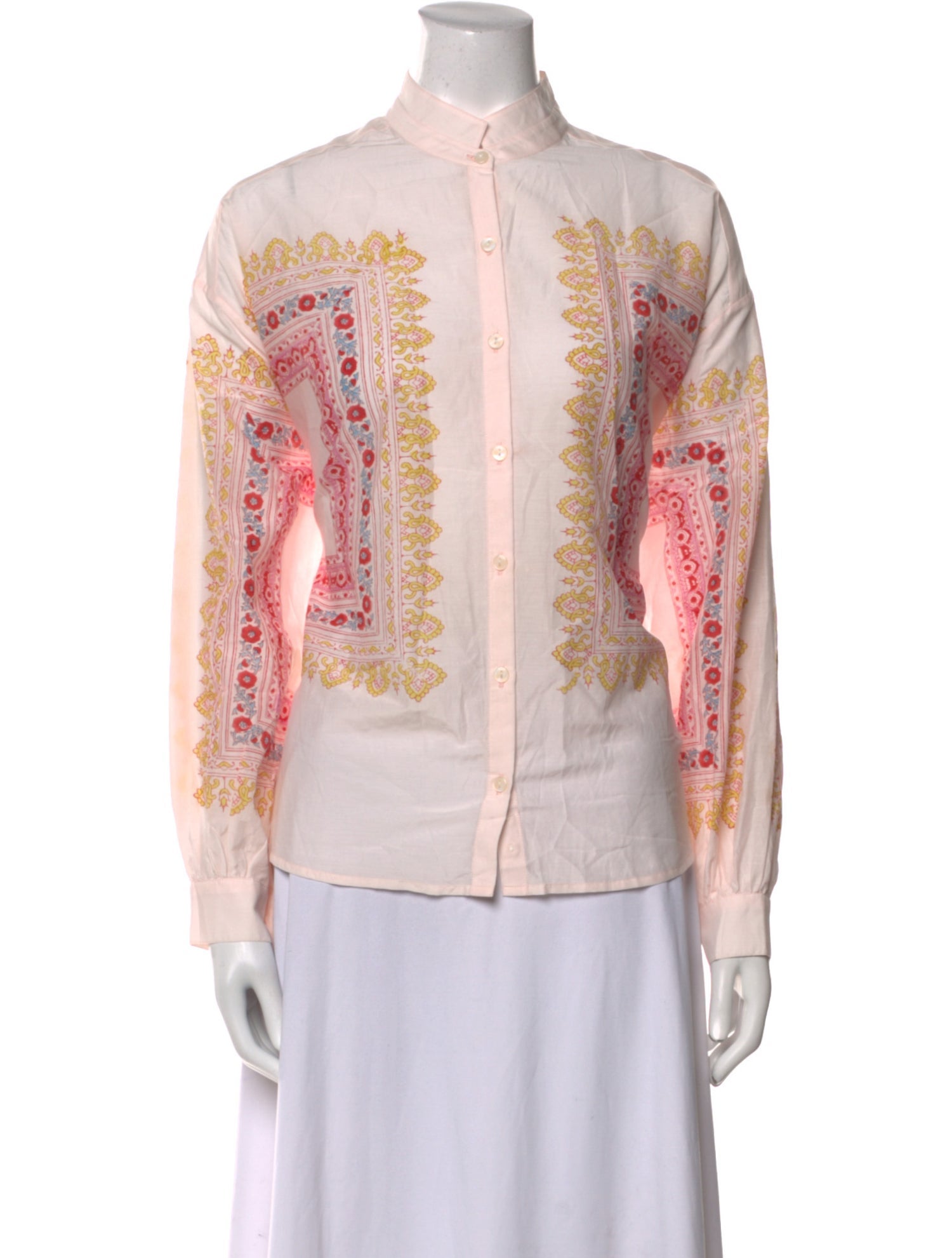 Alix of Bohemia Printed Mock Neck Button-Up Top