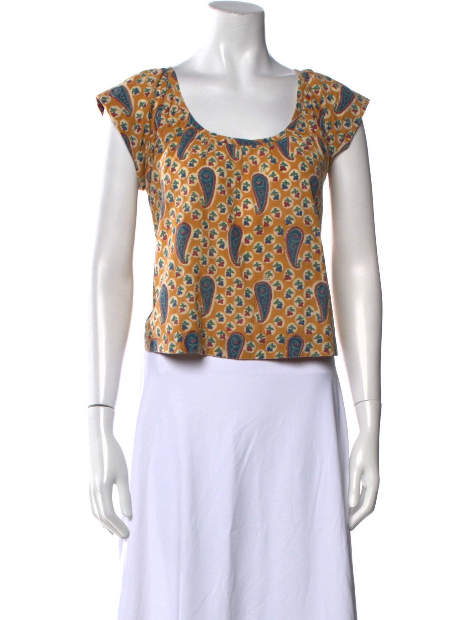 Alix of Bohemia Paisley Print Scoop Neck Crop Top
