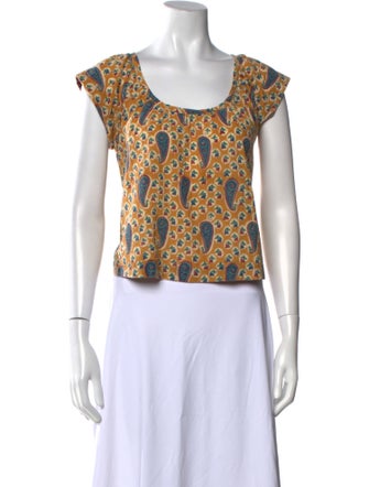 Alix of Bohemia Paisley Print Scoop Neck Crop Top