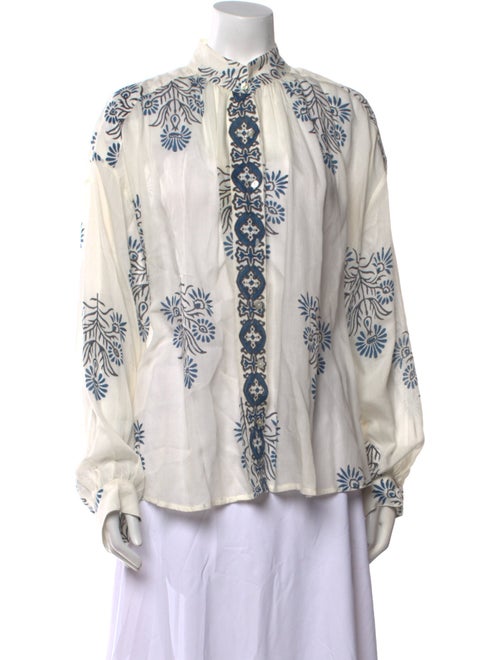 Alix of Bohemia Printed Mock Neck Button-Up Top