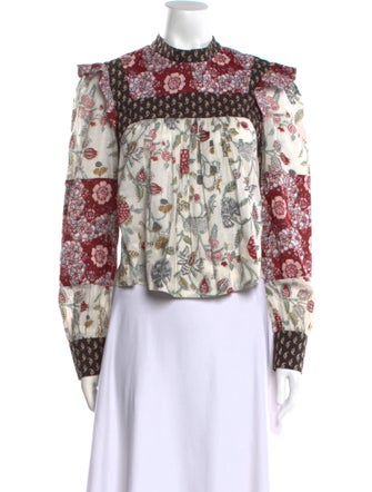 Alix of Bohemia Floral Print Mock Neck Blouse