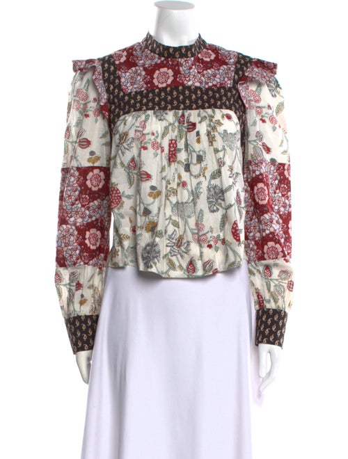 Alix of Bohemia Floral Print Mock Neck Blouse