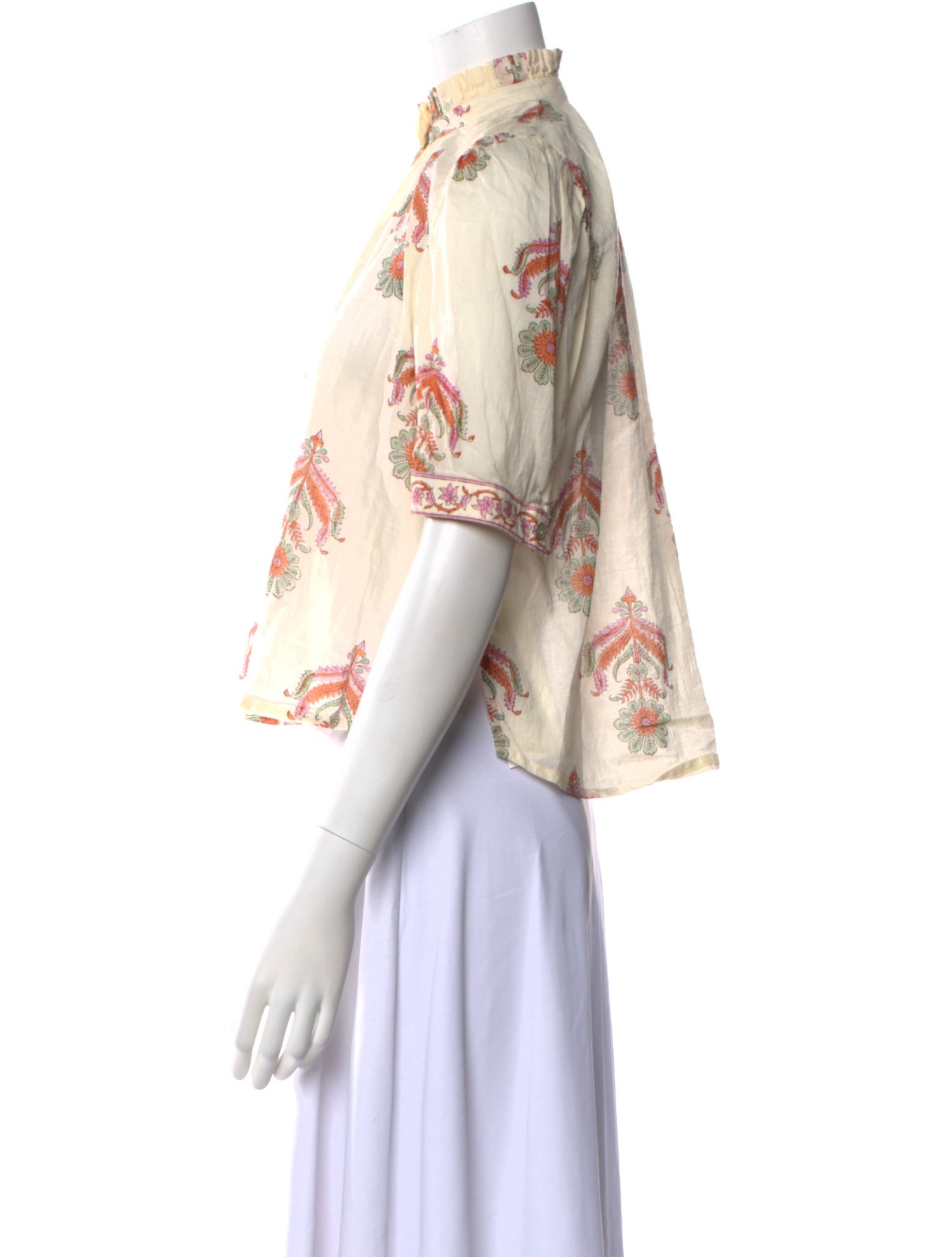 Alix of Bohemia Floral Print Mock Neck Crop Top