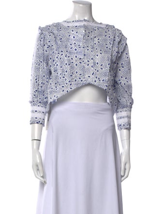 Alix of Bohemia Printed Bateau Neckline Crop Top