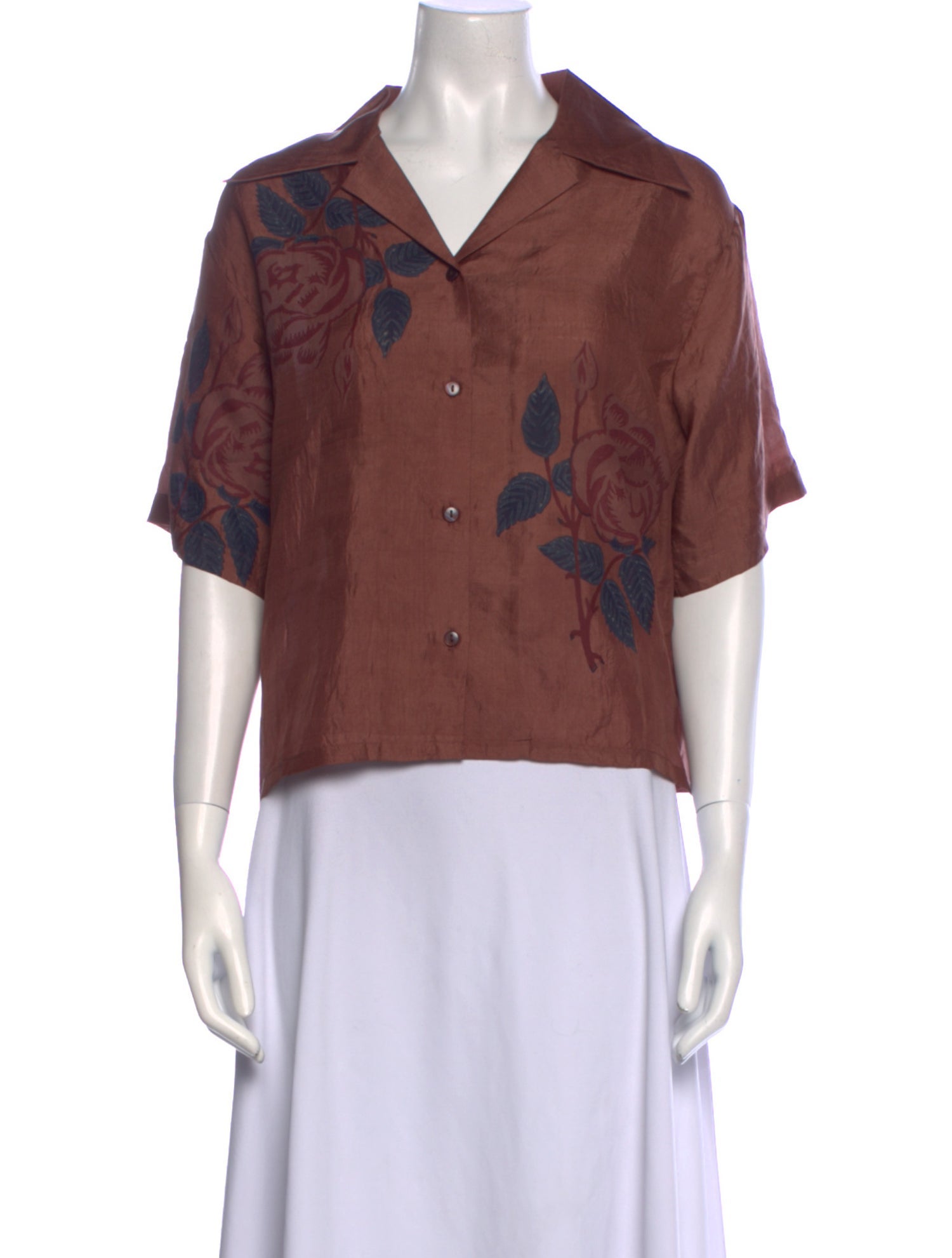 Alix of Bohemia Silk Printed Button-Up Top