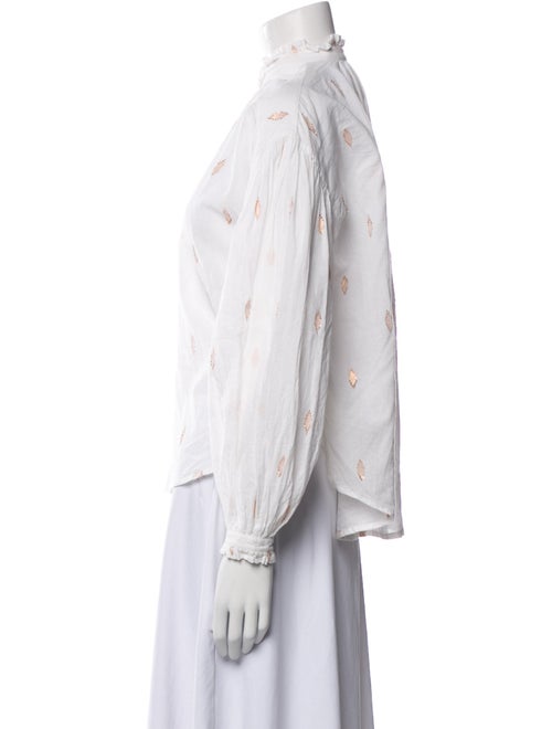 Alix of Bohemia Floral Print Mock Neck Button-Up Top