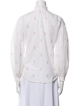 Alix of Bohemia Floral Print Mock Neck Button-Up Top
