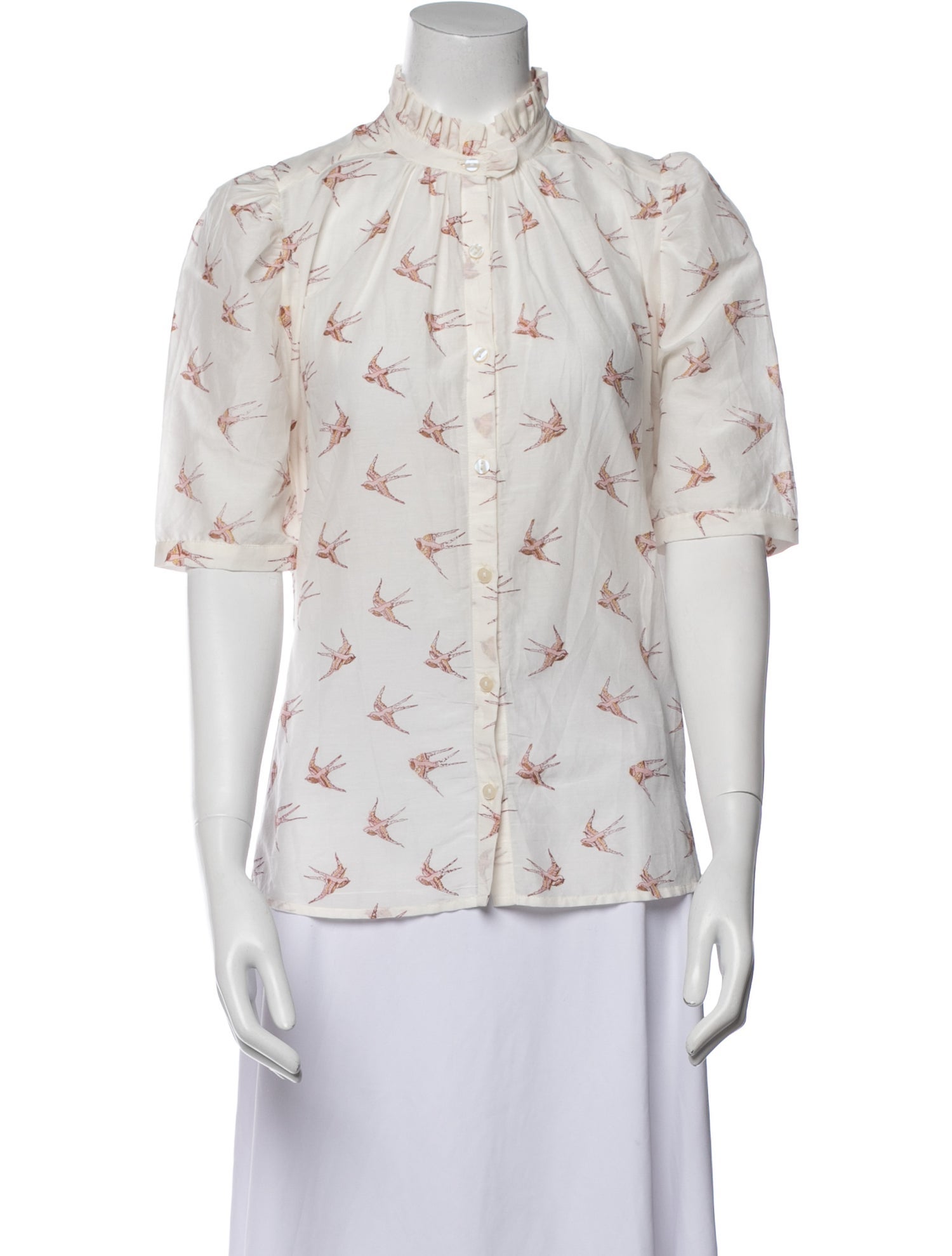 Alix of Bohemia Floral Print Mock Neck Button-Up Top