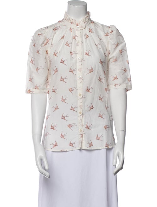 Alix of Bohemia Floral Print Mock Neck Button-Up Top