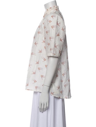 Alix of Bohemia Floral Print Mock Neck Button-Up Top