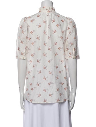 Alix of Bohemia Floral Print Mock Neck Button-Up Top