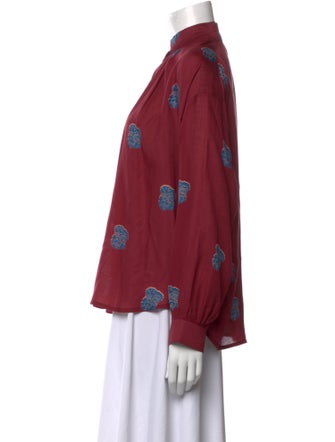 Alix of Bohemia Printed Mock Neck Button-Up Top