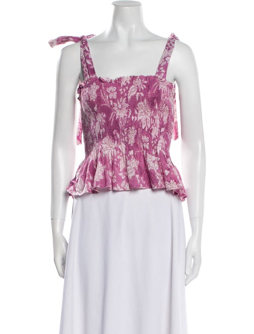 Alix of Bohemia Floral Print Square Neckline Crop Top