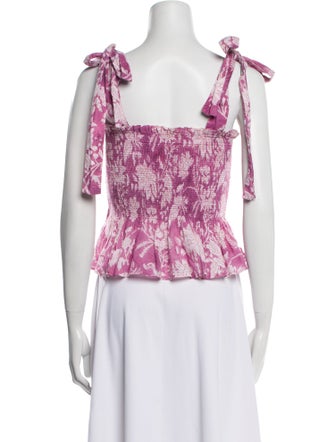 Alix of Bohemia Floral Print Square Neckline Crop Top