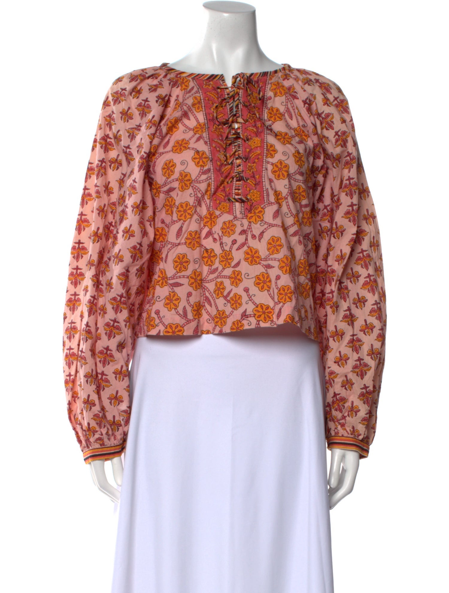 Alix of Bohemia Floral Print Scoop Neck Crop Top