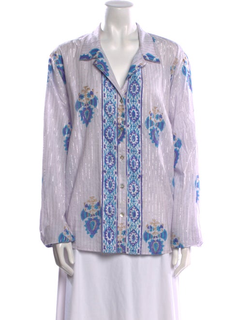 Alix of Bohemia Printed V-Neck Button-Up Top
