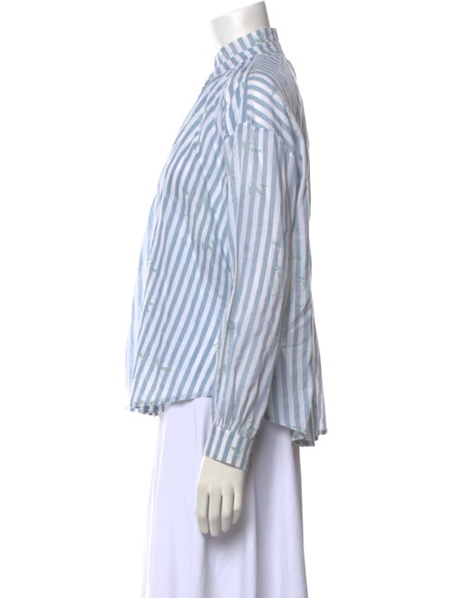 Alix of Bohemia Striped Mock Neck Button-Up Top