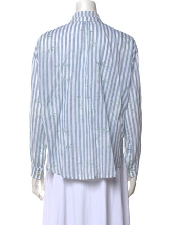 Alix of Bohemia Striped Mock Neck Button-Up Top