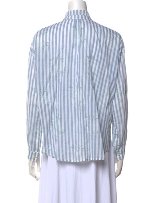 Alix of Bohemia Striped Mock Neck Button-Up Top