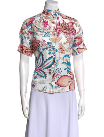 Alix of Bohemia Floral Print Mock Neck Blouse