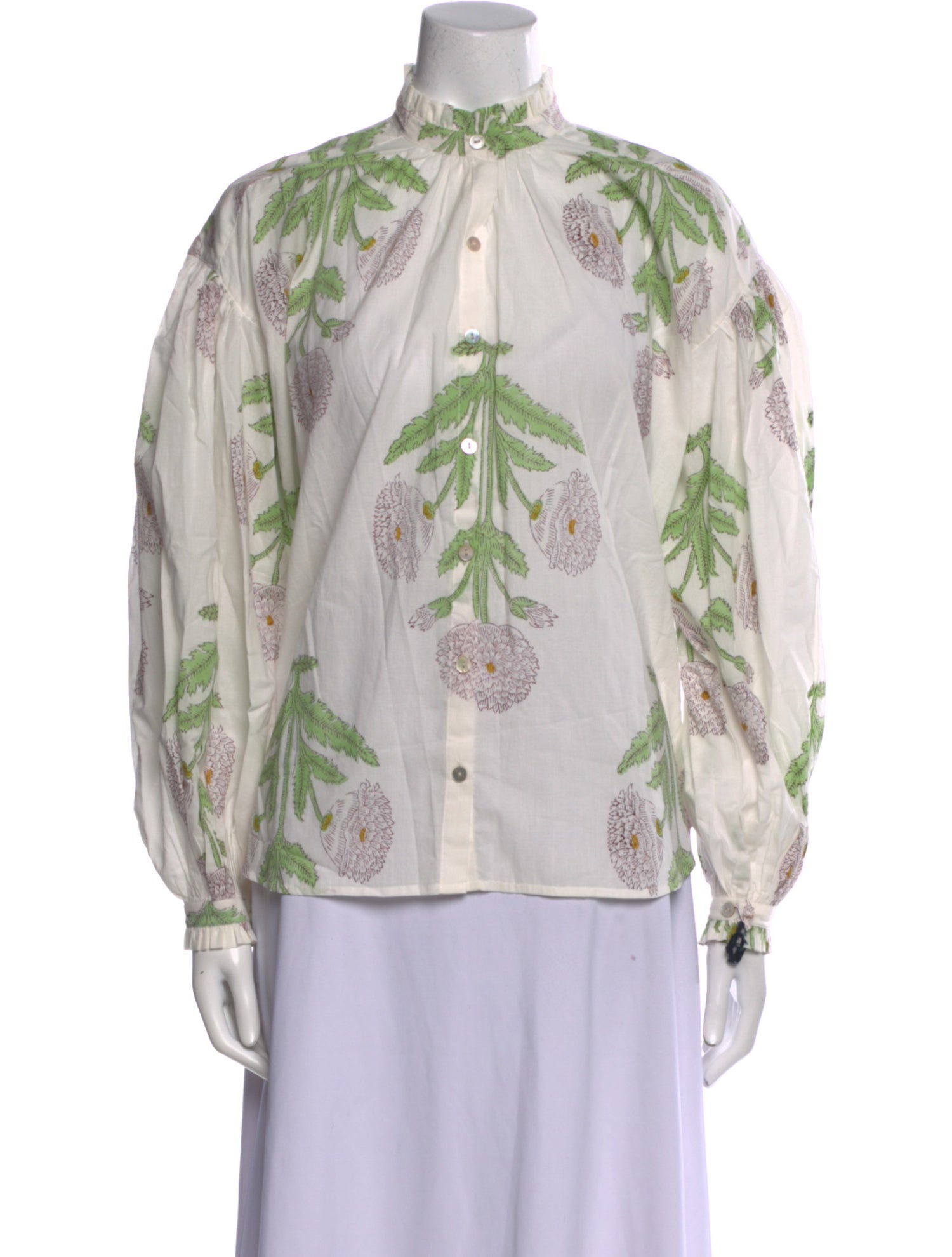 Alix of Bohemia Printed Mock Neck Button-Up Top w/ Tags