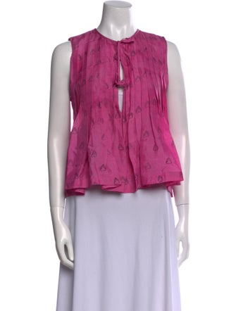 Alix of Bohemia Printed Crew Neck Crop Top