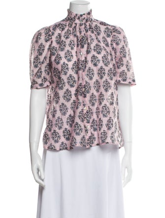 Alix of Bohemia Floral Print Mock Neck Blouse