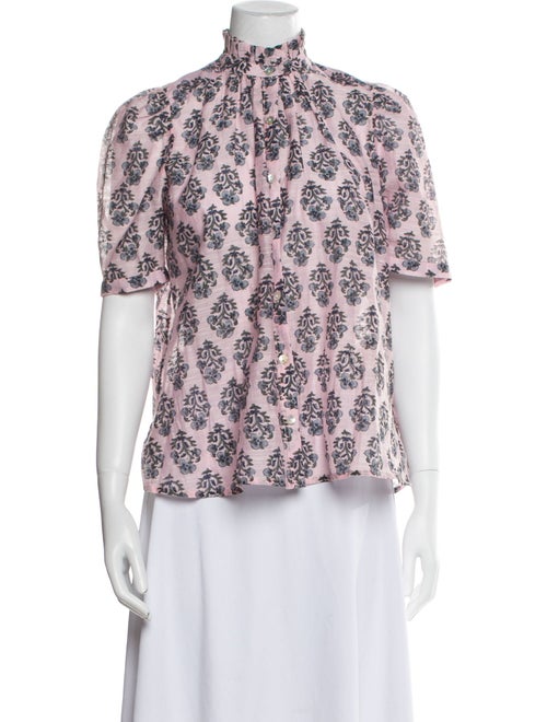 Alix of Bohemia Floral Print Mock Neck Blouse