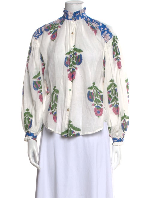 Alix of Bohemia Floral Print Mock Neck Button-Up Top