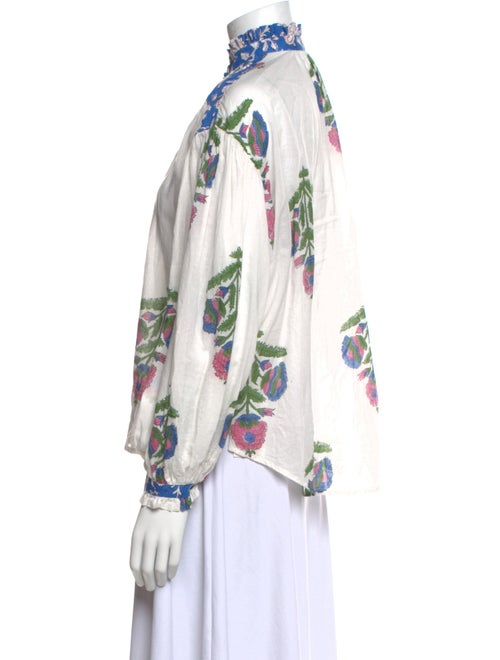 Alix of Bohemia Floral Print Mock Neck Button-Up Top