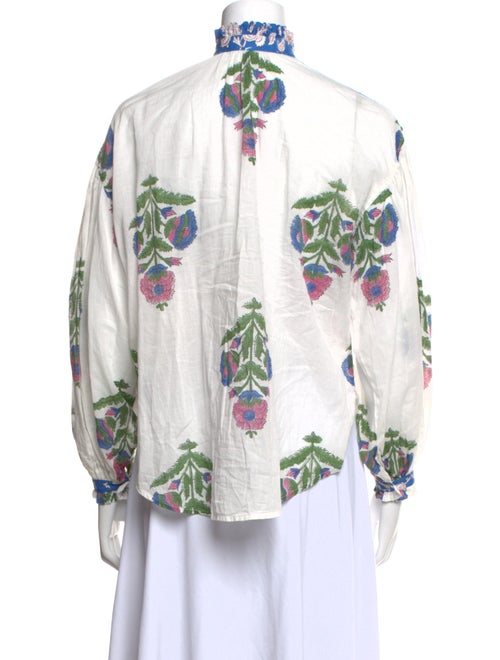 Alix of Bohemia Floral Print Mock Neck Button-Up Top