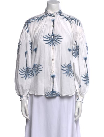 Alix of Bohemia Printed Mock Neck Button-Up Top