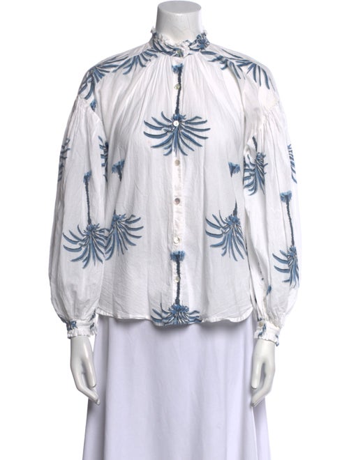 Alix of Bohemia Printed Mock Neck Button-Up Top