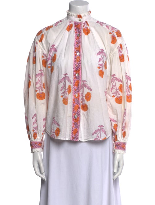 Alix of Bohemia Floral Print Mock Neck Button-Up Top